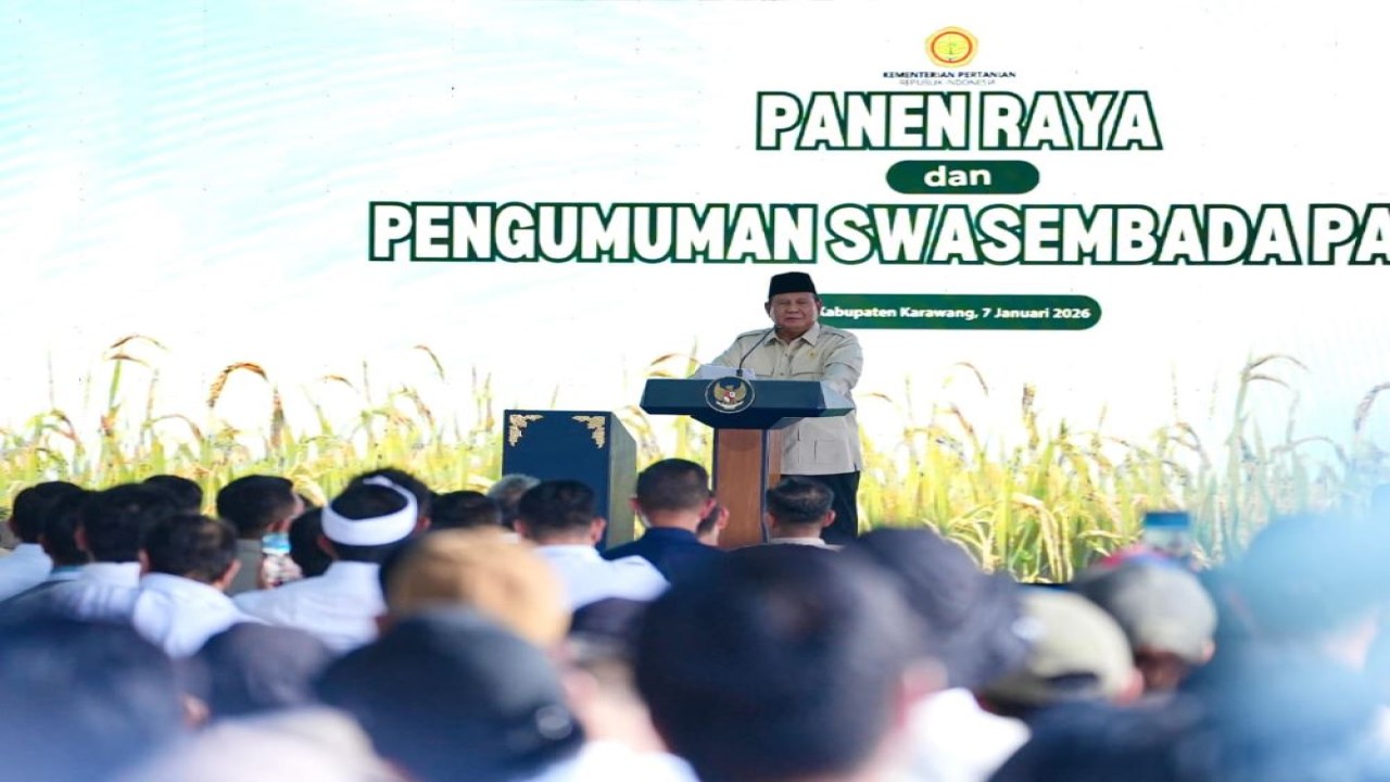 Presiden Prabowo Subianto menghadiri kegiatan panen raya di Karawang, Jawa Barat (Istimewa)