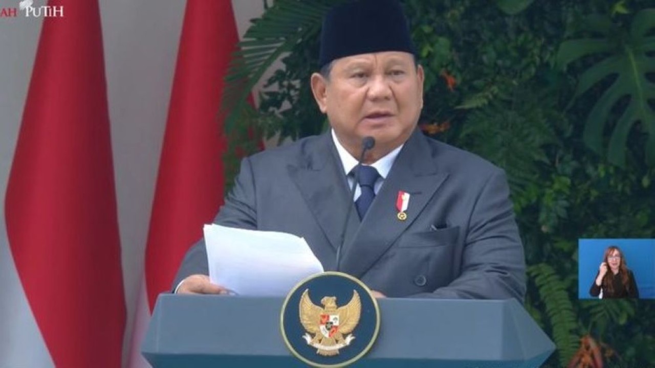 Presiden Prabowo Subianto berpidato di Hari Lahir Pancasila, 1 Juni 2026. (Foto: Tangkapan Layar)