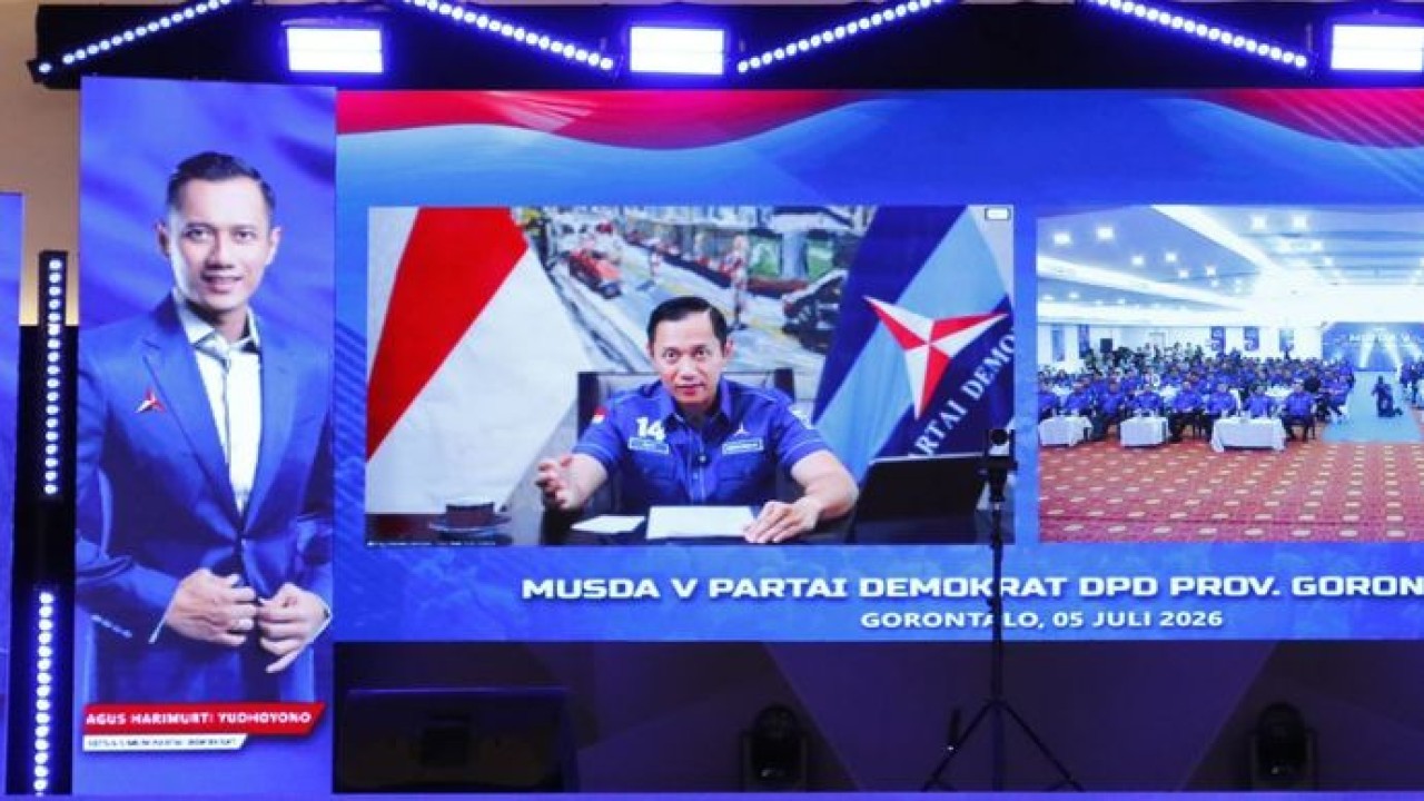 AHY di Musyawarah Daerah (Musda) DPD Partai Demokrat Gorontalo (NTVNews.id/Demokrat)