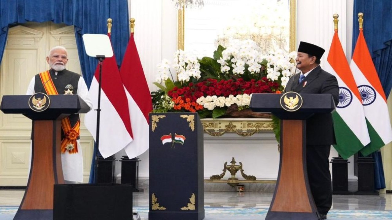 Presiden Prabowo Subianto bersama Perdana Menteri (PM) India Narendra Modi. (Foto: Dok/Istimewa/Bakom RI)