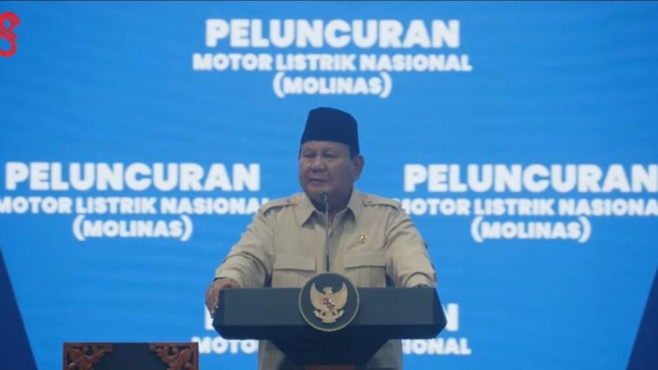 Presiden Prabowo Subianto di peluncuran motor listrik nasional. (Foto: Istimewa)