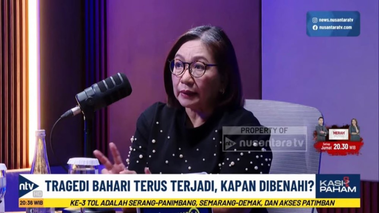 Investigator Komite Nasional Keselamatan Transportasi (KNKT) periode 1999–2008, Ruth Hanna Simatupang dalam program Kasipaham di Nusantara TV