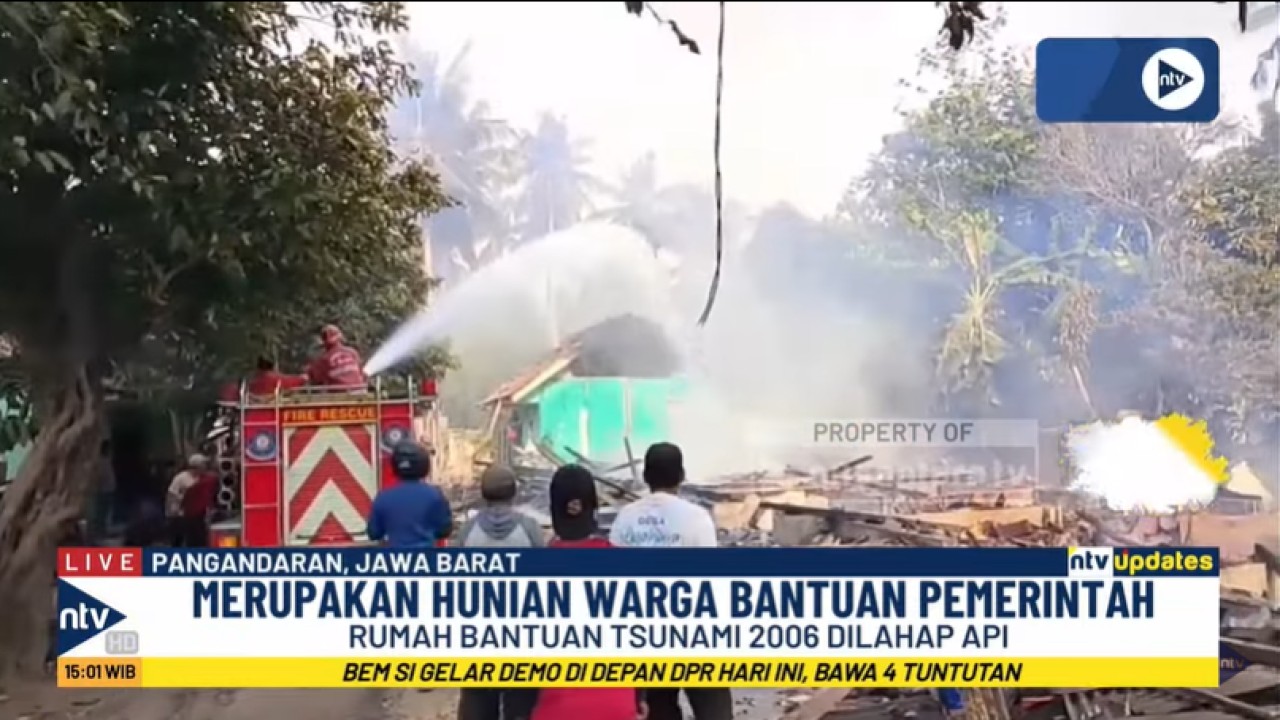 Permukiman warga di Dusun Babakan, Desa Legok Jawa, Kecamatan Cimerak, Kabupaten Pangandaran, Jawa Barat, kebakaran