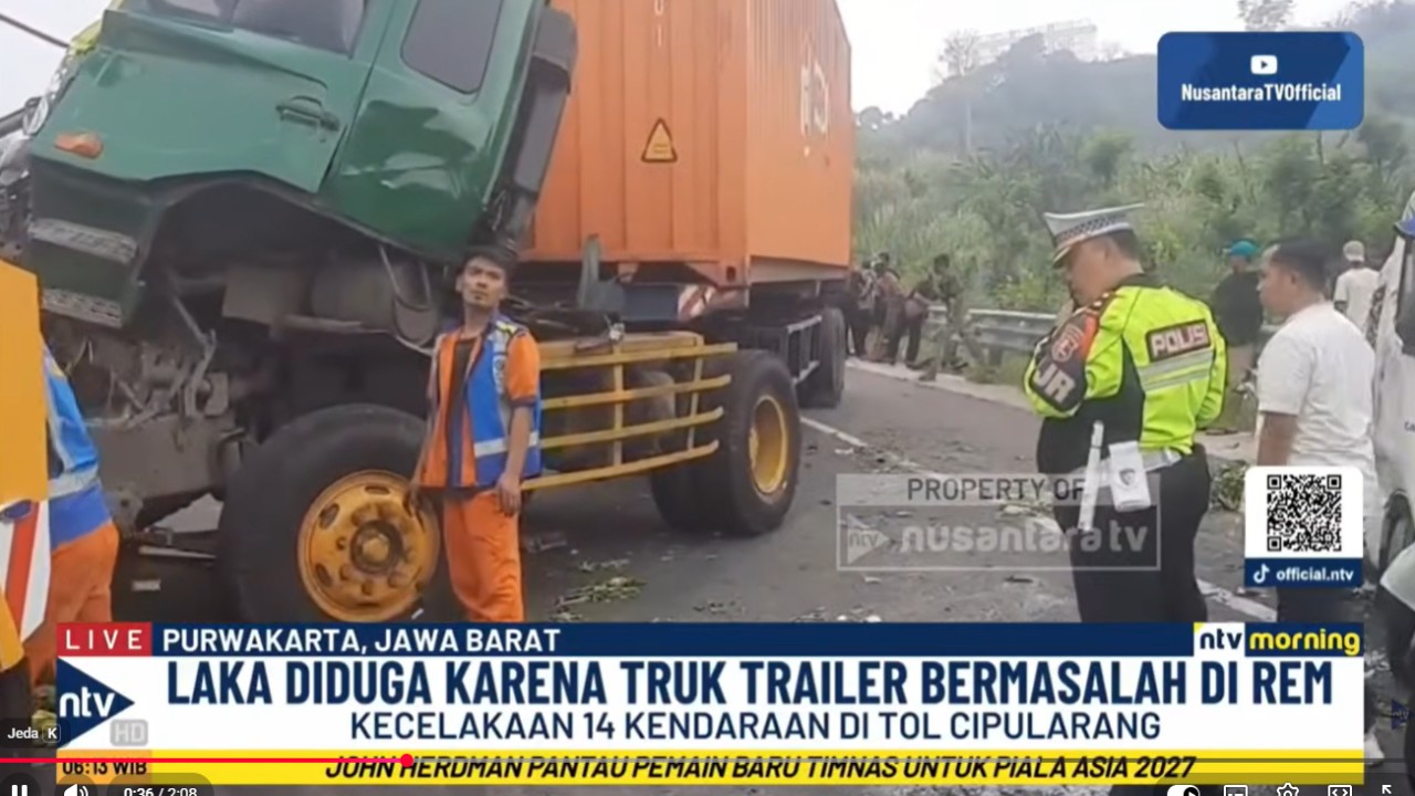 14 kendaraan mengalami kecelakaan beruntun di Tol Cipularang kilometer 91 pada Rabu (7/10/2026).