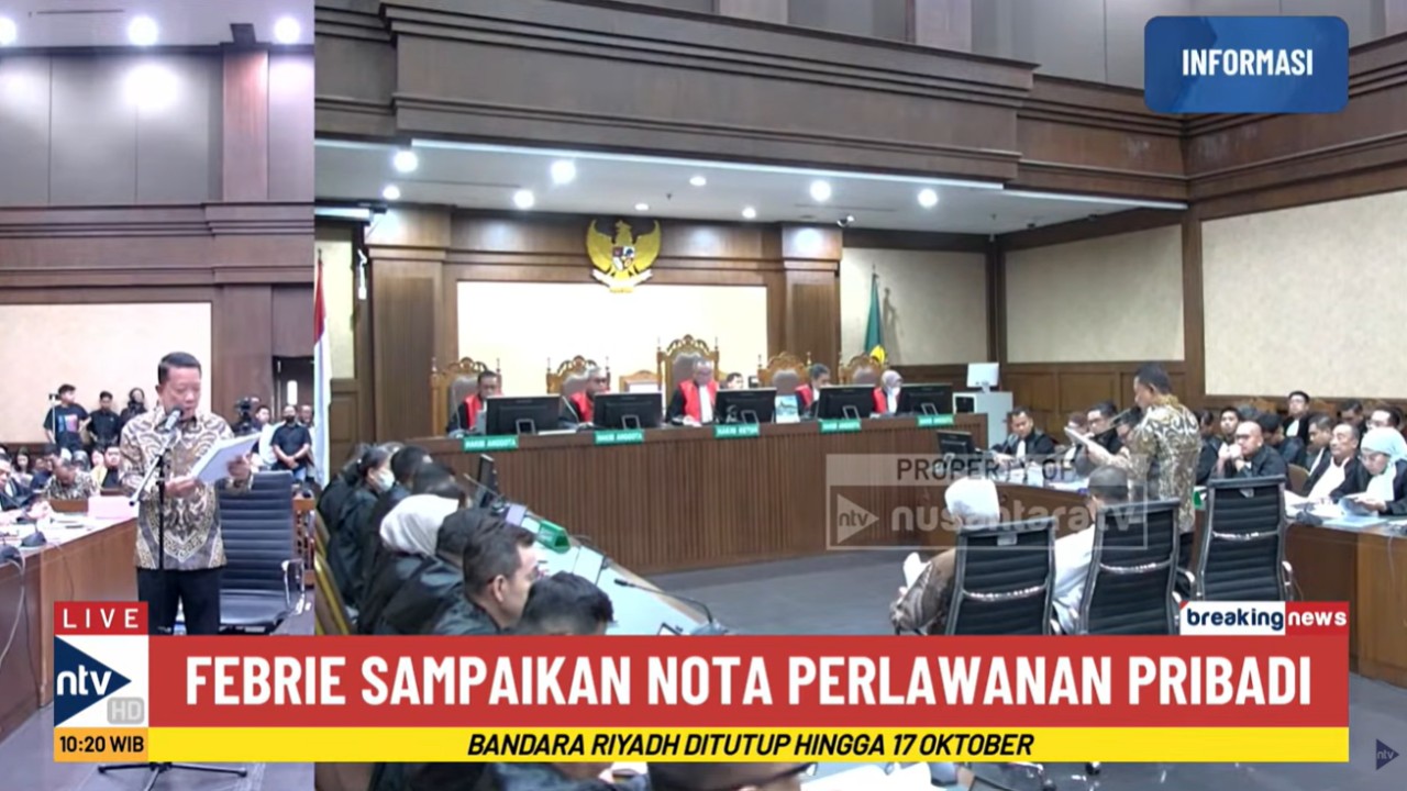 Febrie Adriansyah sampaikan nota perlawanannya pada sidang di Pengadilan Tipikor Jakarta, sebagaimana tayangan Breaking News Nusantara TV, Rabu (14/10/2026).